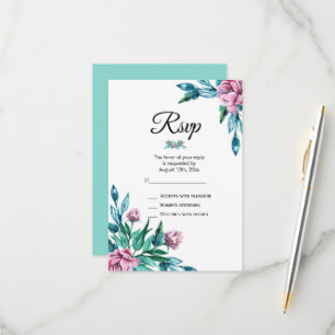 Tarjeta De Confirmación De Asistencia Floral Femenina Romántica 40º cumpleaños