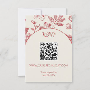 Tarjeta De Confirmación De Asistencia Floral floral rica roja francesa