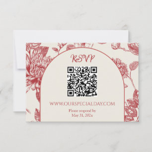 Tarjeta De Confirmación De Asistencia Floral floral rica roja francesa
