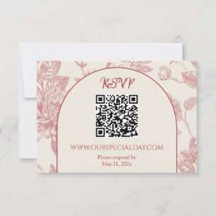 Tarjeta De Confirmación De Asistencia Floral floral rica roja francesa