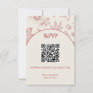 Tarjeta De Confirmación De Asistencia Floral floral rica roja francesa
