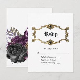 Tarjeta De Confirmación De Asistencia Floral Halloween Boda gótica