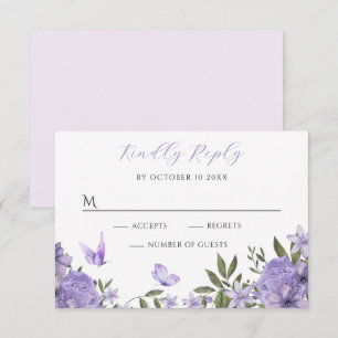 Tarjeta De Confirmación De Asistencia Floral morada