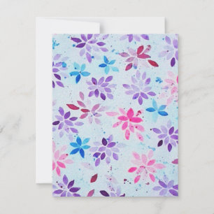 Tarjeta De Confirmación De Asistencia Floral Morado y Rosa Acuarela Caprichosa