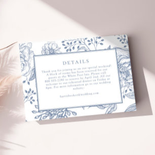 Tarjeta De Confirmación De Asistencia Floral Periwinkle Elegant Wedding Details Card
