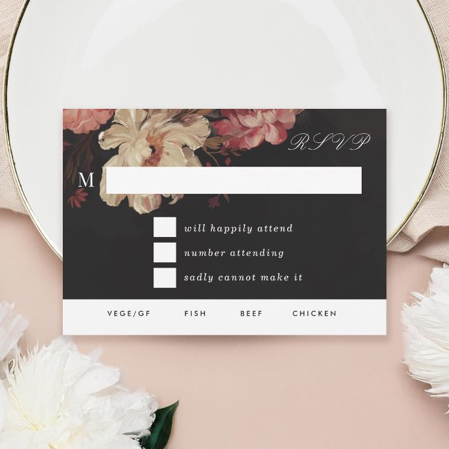 Tarjeta De Confirmación De Asistencia Floral pintada barroca (Subido por el creador)