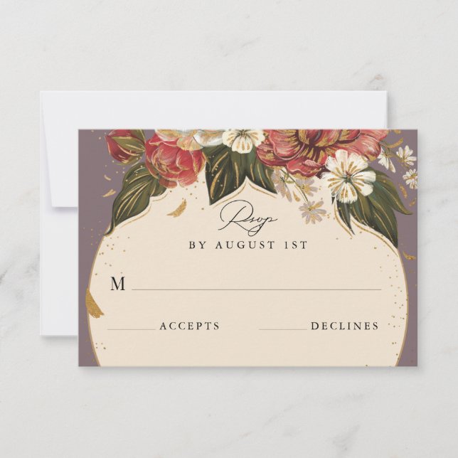 Tarjeta De Confirmación De Asistencia Floral pintada romántica (Anverso)