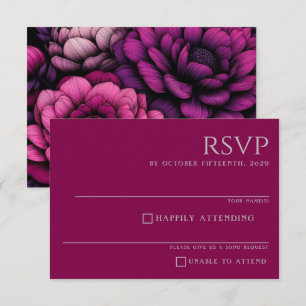 Tarjeta De Confirmación De Asistencia Floral Purple Bold