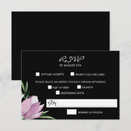 Tarjeta De Confirmación De Asistencia Floral Purple Magnolia Watercolor