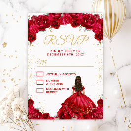 Tarjeta De Confirmación De Asistencia Floral Quinceañera