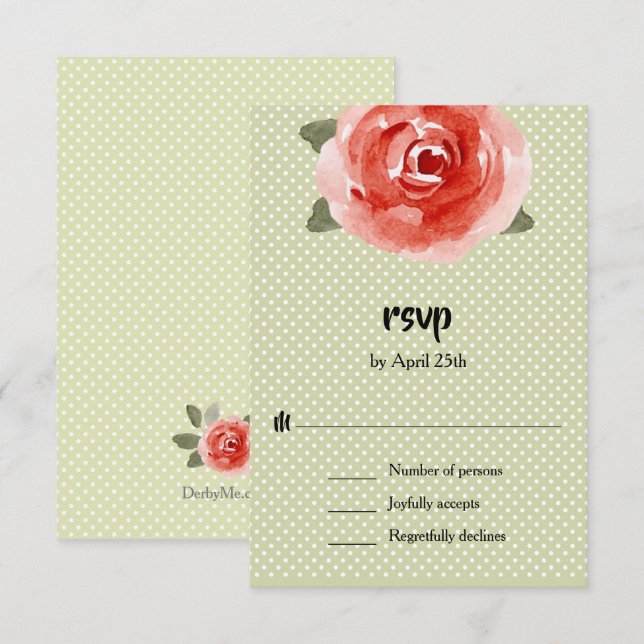 Tarjeta De Confirmación De Asistencia Floral rosa roja (Anverso / Reverso)