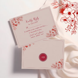 Tarjeta De Confirmación De Asistencia Floral Rosa Rojo Elegante