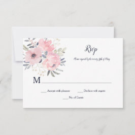Tarjeta De Confirmación De Asistencia Floral Rubor Rosa - Blanco - Boda |