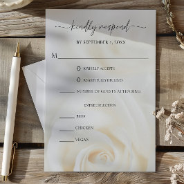 Tarjeta De Confirmación De Asistencia Floral Soft White Rose Wedding