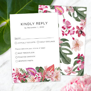 Tarjeta De Confirmación De Asistencia Floral Tropical Colorido
