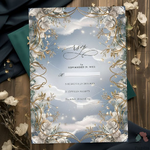 Tarjeta De Confirmación De Asistencia Florales asombrosos acentuados con Boda dorado