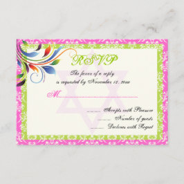 Tarjeta De Confirmación De Asistencia Florecen los colores arcoiris, Star of David damas