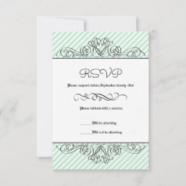Tarjeta De Confirmación De Asistencia Florecer floral formal de raya de menta - tarjeta 