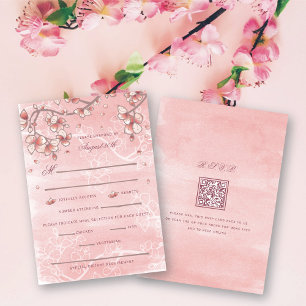 Tarjeta De Confirmación De Asistencia Florecimiento de la sonda doble felicidad Boda chi