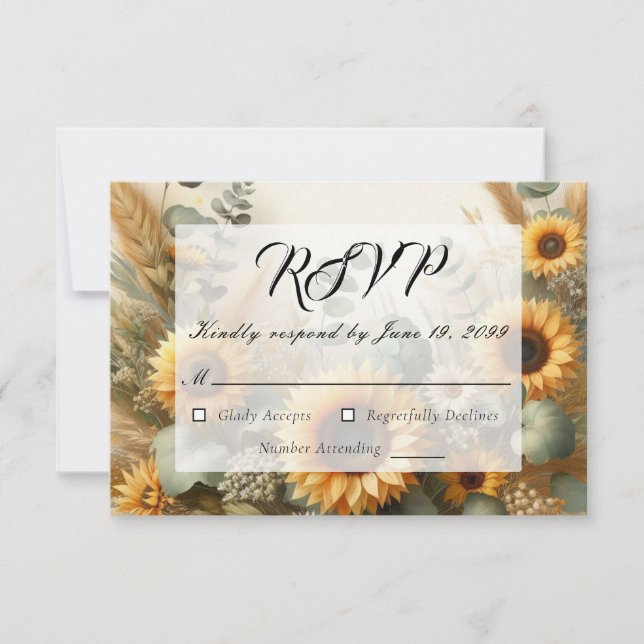 Tarjeta De Confirmación De Asistencia Florecimiento del girasol en verano iluminado por  (Anverso)