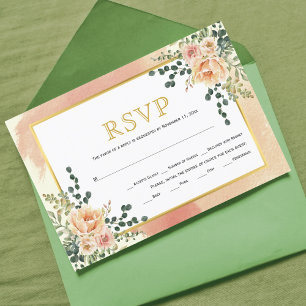 Tarjeta De Confirmación De Asistencia Flores acuáticas de color dulce boda de terracota