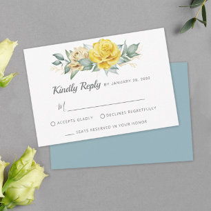 Tarjeta De Confirmación De Asistencia Flores amarillas clásicas verdes bodas de verano R