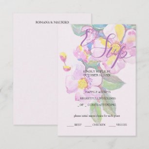 Tarjeta De Confirmación De Asistencia Flores artísticas de color acuático