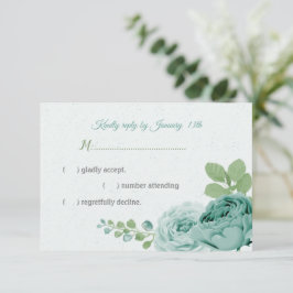 Tarjeta De Confirmación De Asistencia flores azules bonito hojas verdes