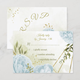 Tarjeta De Confirmación De Asistencia flores azules bonitos hojas verdes botánicas