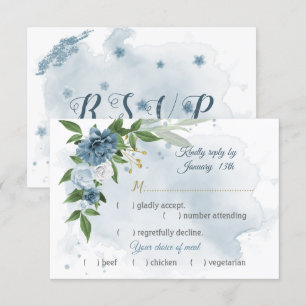 Tarjeta De Confirmación De Asistencia flores azules románticas vegetación elección de co