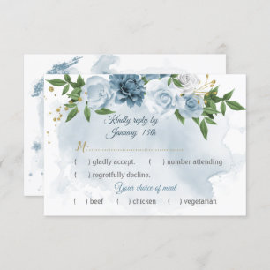 Tarjeta De Confirmación De Asistencia flores azules románticas vegetación elección de co