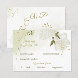 Tarjeta De Confirmación De Asistencia flores blancas bonito hojas verdes botánicas