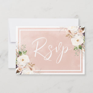Tarjeta De Confirmación De Asistencia Flores blancas color agua de Rubor Hermoso Boda