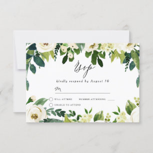 Tarjeta De Confirmación De Asistencia Flores blancas elegantes Hermosa Boda Primavera