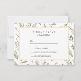 Tarjeta De Confirmación De Asistencia Flores botánicas Airy color rosa de pradera Boda R