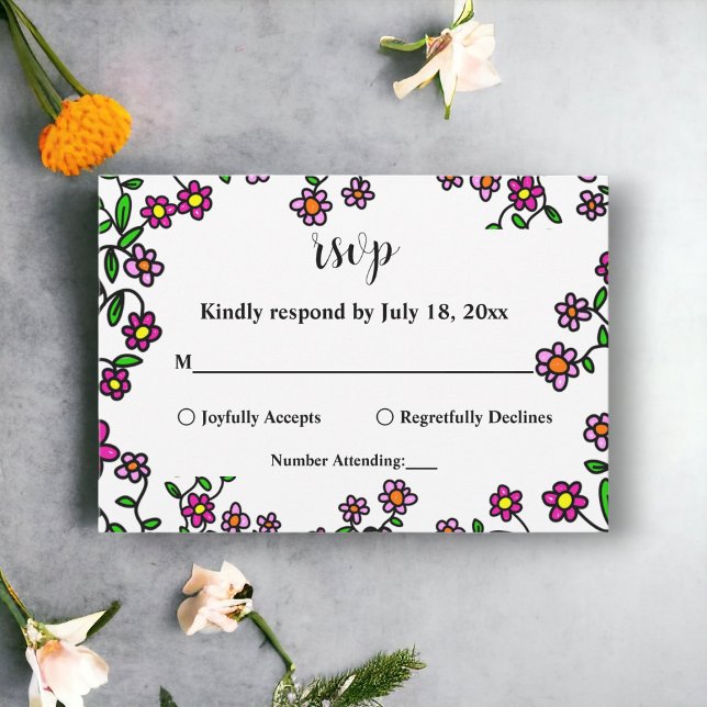 Tarjeta De Confirmación De Asistencia Flores Botánicos Elegantes Boda Floral (Subido por el creador)