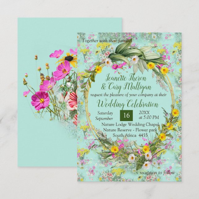 Tarjeta De Confirmación De Asistencia Flores clásicas Retro Meadow (Anverso / Reverso)