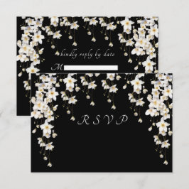 Tarjeta De Confirmación De Asistencia Flores de Acuarela en Blanco y Negro Elegantes