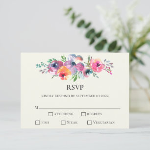 Tarjeta De Confirmación De Asistencia Flores de acuarela modernas y elegantes