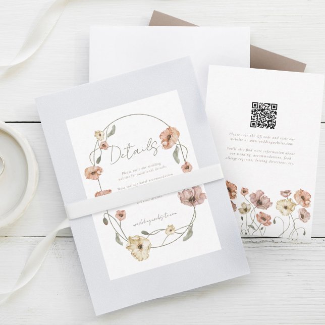 Tarjeta De Confirmación De Asistencia Flores de adormidera islandesas Boho (Boho Icelandic Watercolor Iceland Poppy Flowers RSVP Card)
