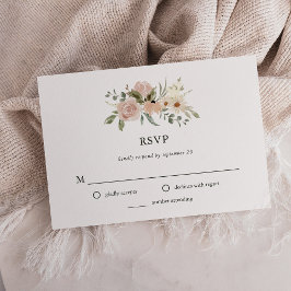 Tarjeta De Confirmación De Asistencia Flores de agua neutra Boho simples | BODA