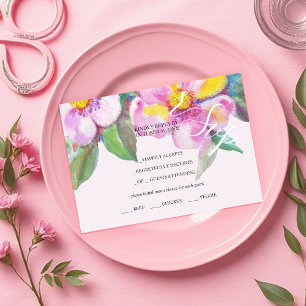 Tarjeta De Confirmación De Asistencia Flores de arce artística de color agua pintadas a