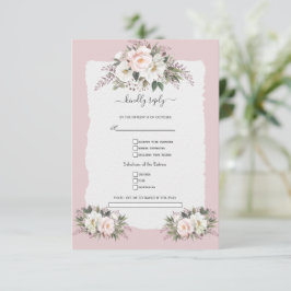 Tarjeta De Confirmación De Asistencia Flores de boda de acuarela con flores blancas sonr