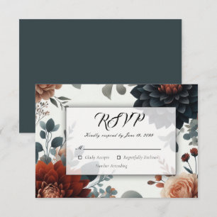 Tarjeta De Confirmación De Asistencia Flores de Boda Rústicas y Melancólicas de Otoño