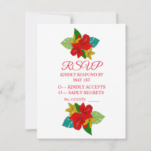 Tarjeta De Confirmación De Asistencia Flores de Hibisco Rojo Thunder_Cove I