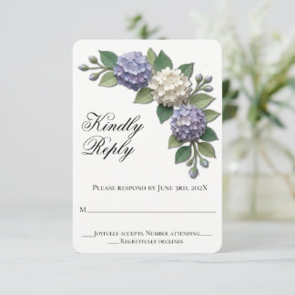 Tarjeta De Confirmación De Asistencia Flores de Hortensias Boda