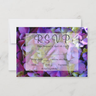 Tarjeta De Confirmación De Asistencia Flores de Hydrangeas azul morado