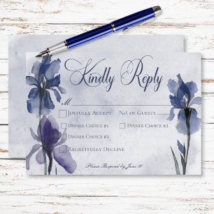 Tarjeta De Confirmación De Asistencia Flores de iris azules azul Boda cena