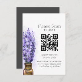 Tarjeta De Confirmación De Asistencia Flores de lavanda Boda floral moderno Código QR