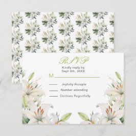 Tarjeta De Confirmación De Asistencia Flores de lirio blancas boda